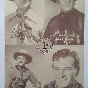 Pacific Ocean Park Arcade Post Card John Wayne Buck Jones Don Barry Cowboys Unique Gift