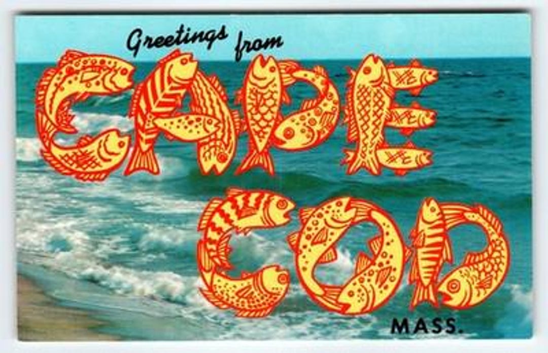 Vintage Greetings From Cape Cod Fish Letters Postcard Mass. Chrome ...