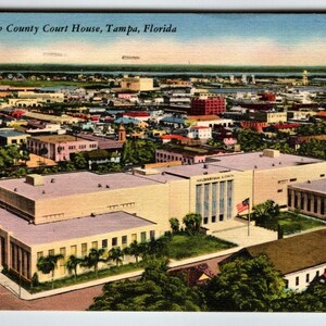 Carte postale de 1957, Tampa Bay, Floride, palais de justice du comté de Hillsborough, cadeau unique