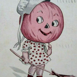 Carte postale d'Halloween étrange fille gobelin habillée humanisée TP Co 866 St Louis 1914 cadeau unique