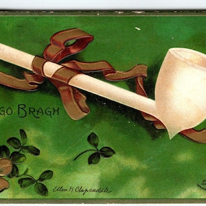 Carte postale de la Saint-Patrick Ellen Clapsaddle signée Erin Go Bragh Pipe Allemagne