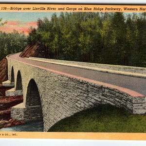 Carte postale Bridge Over Linville River and Gorge Blue Ridge Parkway Caroline du Nord, cadeau unique