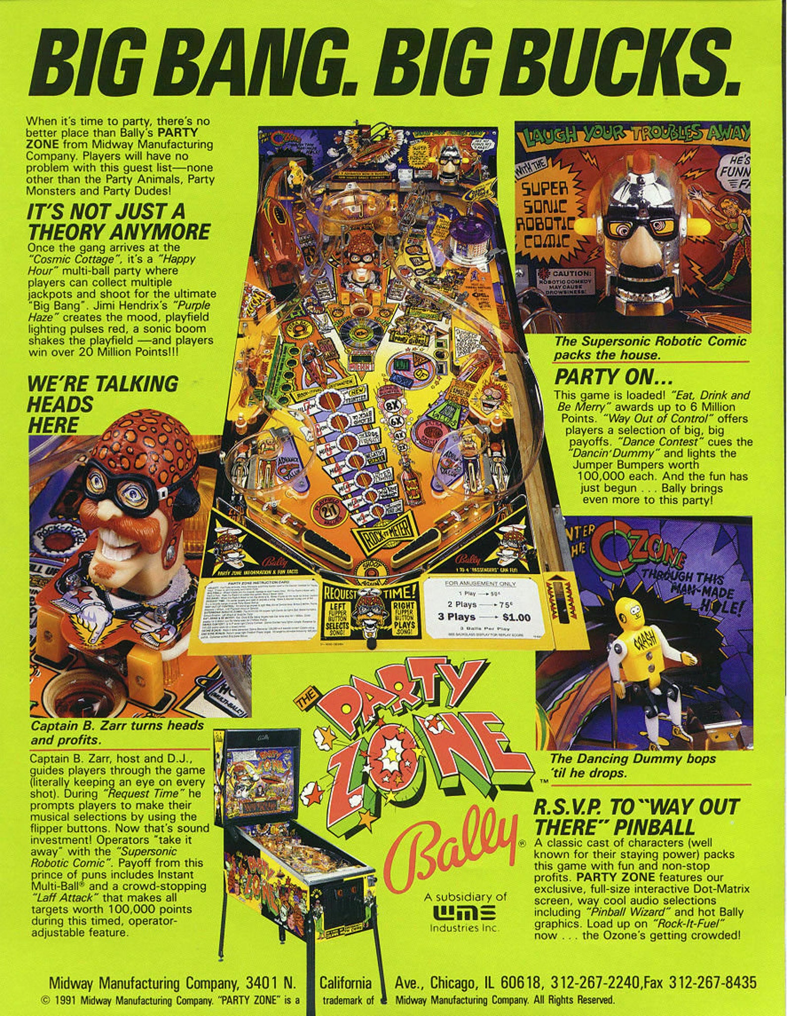 Party Zone Pinball Flyer Original NOS Promo Space Age Artwork Etsy