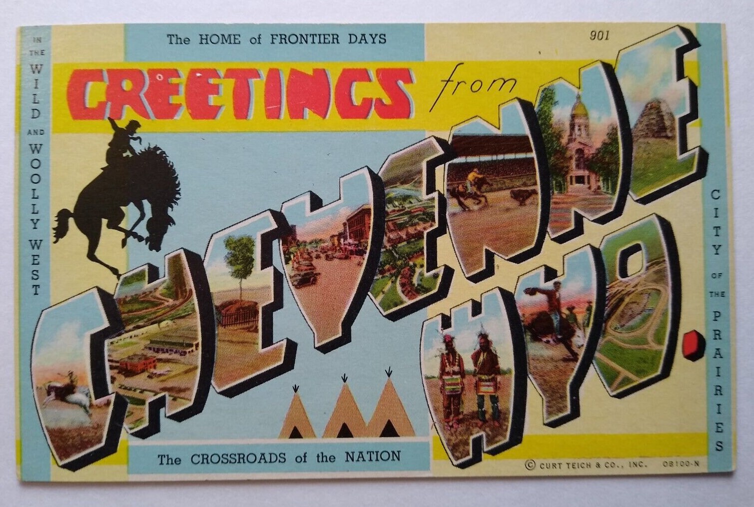 Greetings Hello From Cheyenne Wyoming Postcard Large Big Letter Curt Teich  Horse Unique Gift - Etsy