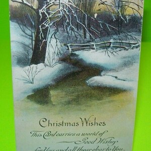 Vintage Christmas Wishes Postcard Antique Original 1920 Snowy Country Series 122 Unique Gift