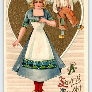 Carte postale Saint-Valentin John Winsch Schmucker, fée hollandaise, ange, pensée affectueuse, 1910