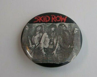 Vintage 1989 Skid Row Badge Button: Unused Heavy Metal Pinback