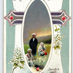 Oster Postkarte Jacob's Well BB London Series 2524 Embossed Flowers Germany