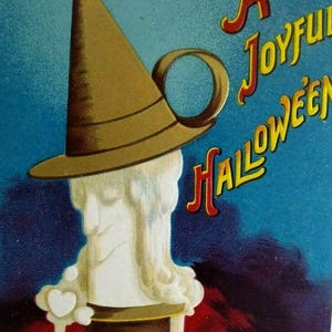 ハロウィーンポストカード アーティストサイン入り エレン クラップサドル ワックス 魔女 キャンドル フェイス 1393 ユニークなギフト