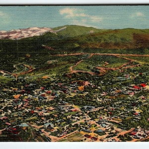 Carte postale Air Ariel View Of Santa Fe Nouveau-Mexique Linen Mountains Eye Curt Teich