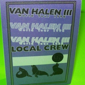 Van Halen III Concert World Tour Backstage Pass Original 1998 Hard Rock Eddie Music Gift Unique Gift