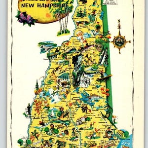 Carte postale salutations du New Hampshire, carte Chrome State Ocean Lobster Beach, cadeau unique