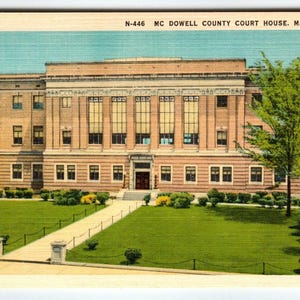 Mc Dowell Country Court House Building Marion Carte postale en lin de Caroline du Nord NC Cadeau unique