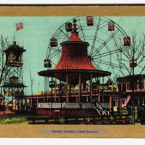 Ferris Wheel Ride Coney Island New York Postcard Amusement 1906 Ullman Undivided Unique Gift