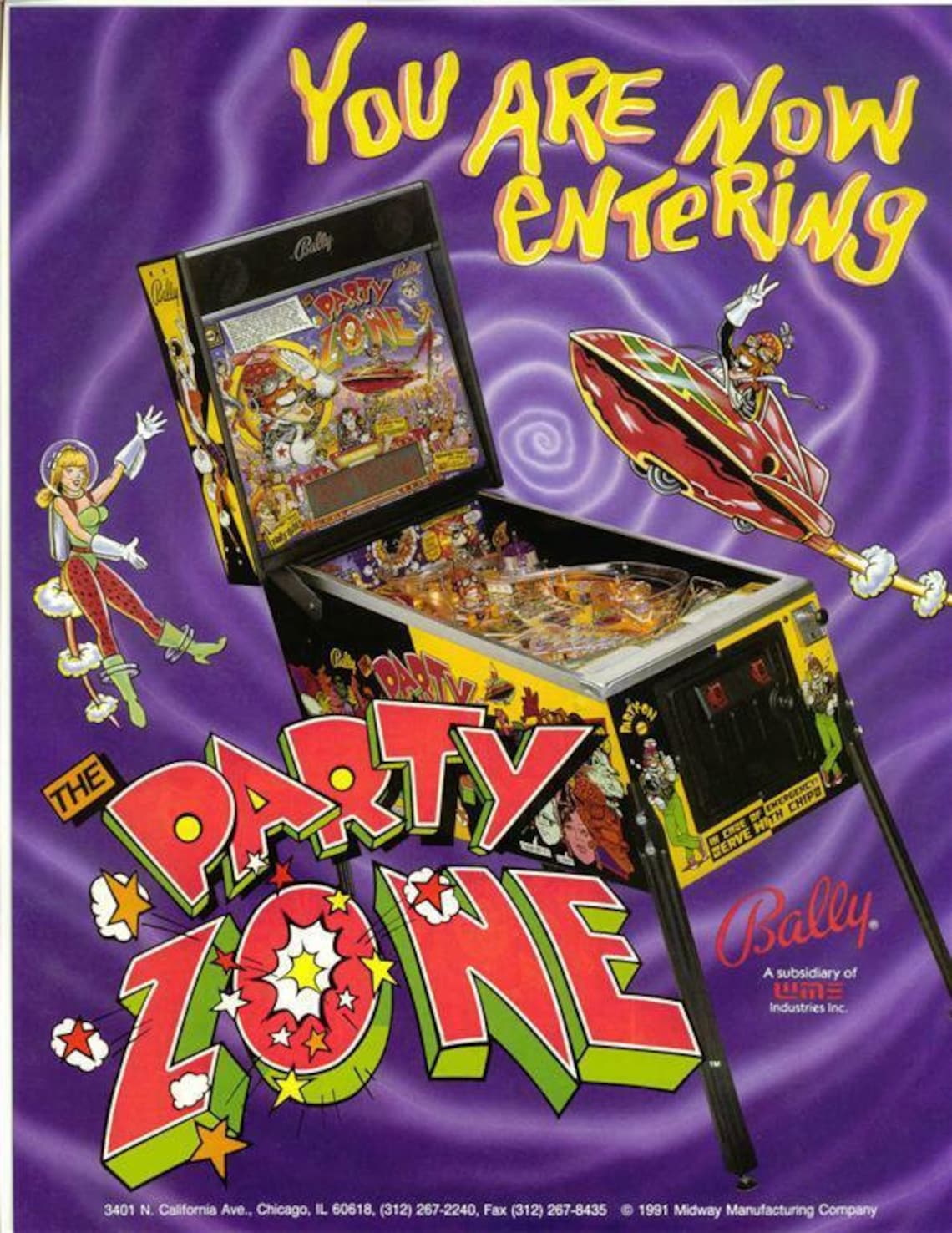 Party Zone Pinball Flyer Original NOS Promo Space Age Artwork Etsy