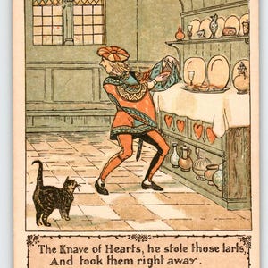 Randolph Caldecott Postkarte Der Königin Bube Der Herzen Er stahl die Tarts Katzenmann