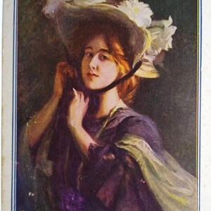 Her Easter Bonnet Postcard United Cigar Company Victorian Lady Unused Antique Unique Gift