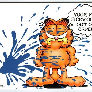 Carte postale chat Garfield avec stylo plume Jim Davis Comic Orange Tabby 1978 vintage cadeau unique