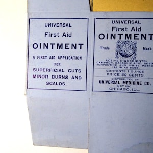 First Aid Ointment Vintage EMPTY Product Box Universal Medicine Co. Chicago ILL