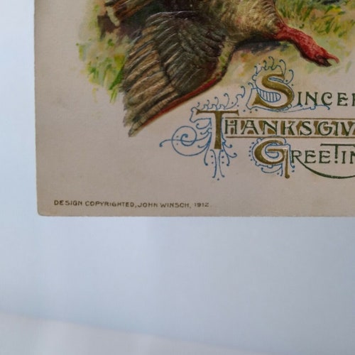 John Winsch popular Thanksgiving Postcard Schmucker Fantastic Big Gold Sun 1912 Denver