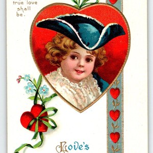 Carte postale Saint Valentin Enfant au chapeau Ellen Clapsaddle Art international Allemagne Cadeau unique