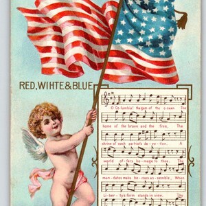 Dekoration Erinnerungstag Postkarte Rot, Weiß & Blau Song Cupid Engel-Flagge ungepostetes einzigartiges Geschenk