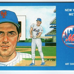 1969 NY Mets Baseball Postkarte Susan Rini Art Shamsky Unbenutzte Limitierte Edition Einzigartiges Geschenk