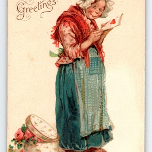 Frances Brundage Irish Women Reads Card Valentine Postcard Series 100 Tuck 1900s