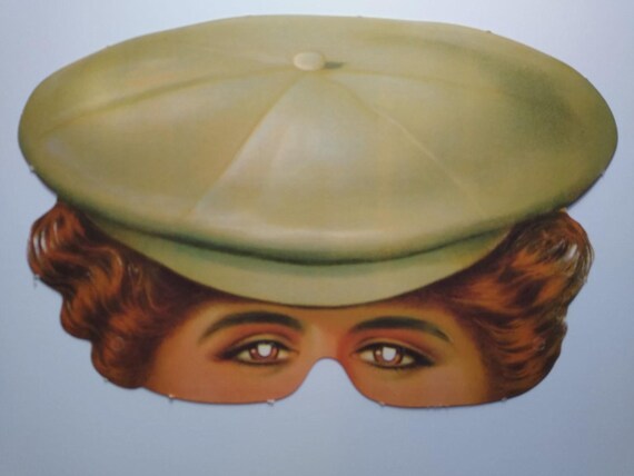Vintage Style Character Eye Mask Cardboard Hat & Eyes Costume Prop