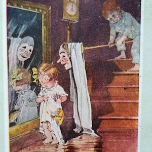 Vintage carte postale Halloween série Knapp Eliza Curtis 9733 son futur mari cadeau unique