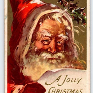 Weihnachtsmann Weihnachtspostkarte Jolly Faced Saint Nick Lies Julius Bien 1908