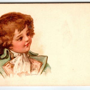 Frances Brundage Postkarte Kommende Männer Studien Jungen Grüner Mantel Kind Tuck 1538