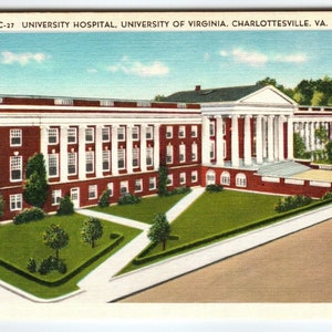 Carte postale University Hospital Building Charlottesville en Virginie Carte postale cadeau vintage unique en lin