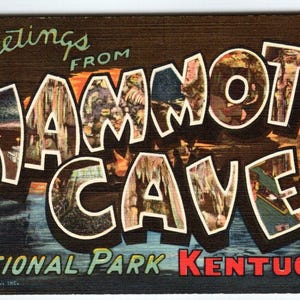 Carte postale Greetings From Mammoth Cave National Park Kentucky Grande lettre en lin