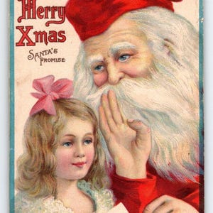 Weihnachtsmann Weihnachtspostkarte Saint Nick Whispers Promise To Little Girl 737 D