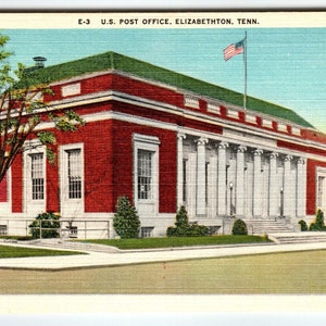US Post Office Building Elizabethton Tennessee Carte postale Linge de maison vintage cadeau unique vintage