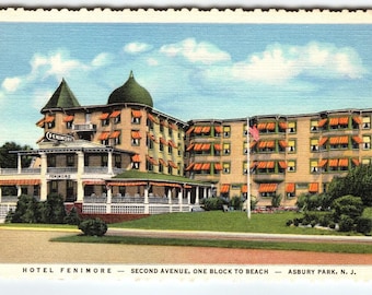 Hotel Fenimore Vintage Linen Postcard Asbury Park New Jersey Beach Town 2nd Ave.