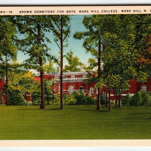 Carte postale en lin Mars Hill College Dormitory for Boys Caroline du Nord NC inutilisé