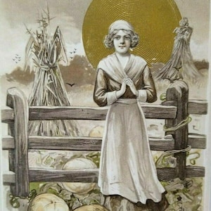 Carte postale John Winsch Thanksgiving Schmucker victorienne citrouille Lady or soleil 1911 cadeau unique