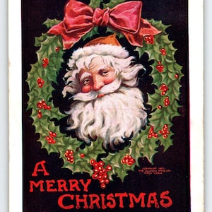 1907 Santa Claus Weihnachts Postkarte Ullman Mfg Co ""Old Nick"" Nr. 88 NY Wreath."