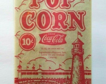 Coca Cola Hershey Park Lighthouse Pennsylvania Vintage 10 Cent Popcorn Bag 1950s Christmas Gift