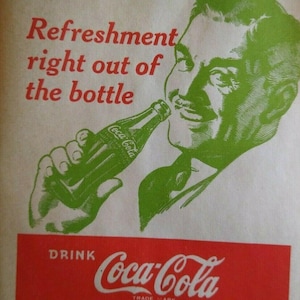 Coca-Cola Soda Bottle Dry Server Paper Bag Vintage NOS 1932 Original Clark Gable