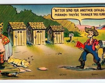 Vintage Linen Comic Postcard 'Better Send for Another Catalog' 1950s