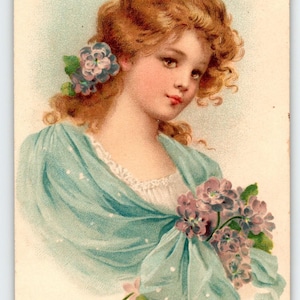 1908 Raphael Tuck Valentin Postkarte – Brundage “Gedanken der Liebe” “Blüten der Liebe”.