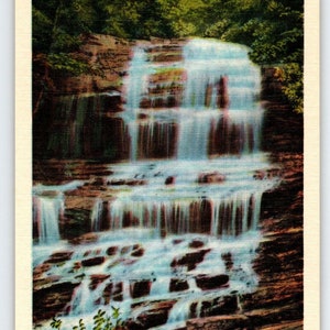 Carte postale en lin Pearson's Water Falls Saluda Tryon de Caroline du Nord, cadeau unique vintage inutilisé