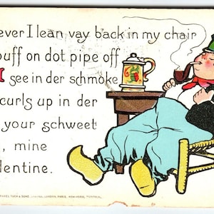 Carte postale Saint Valentin Un hollandais fume la pipe chope de bière Dos indivis Cadeau unique