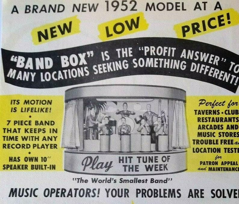 Chicago Coin Band Box Jukebox Flyer 1952 Original Animated Etsy