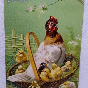 Tucks Ostergruß Postkarte Huhn Huhn Baby Küken Korb 1909 Serie 700 Einzigartiges Geschenk