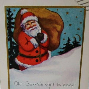 Santa Claus Christmas Postcard Stars Moon Whitney Vintage Original San Francisco Unique Gift
