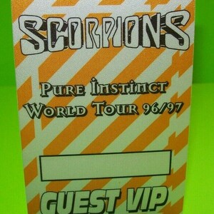 Scorpions Pure Instinct World Tour VIP Backstage Pass Original 1996 Hard Rock Music Gift Unique Gift